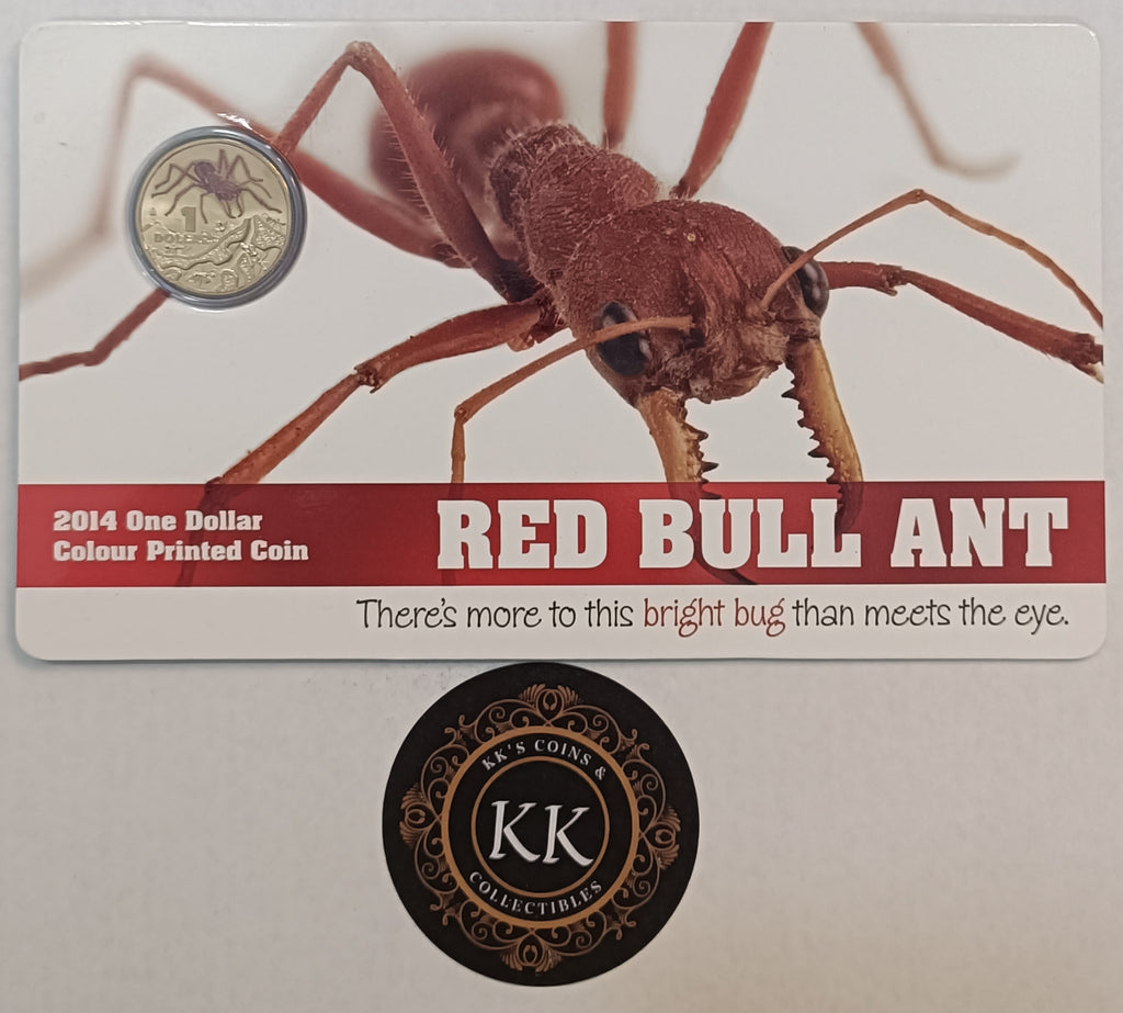 2014 $1 Bright Bugs - Red Bull Ant Uncirculated Coin on Card
