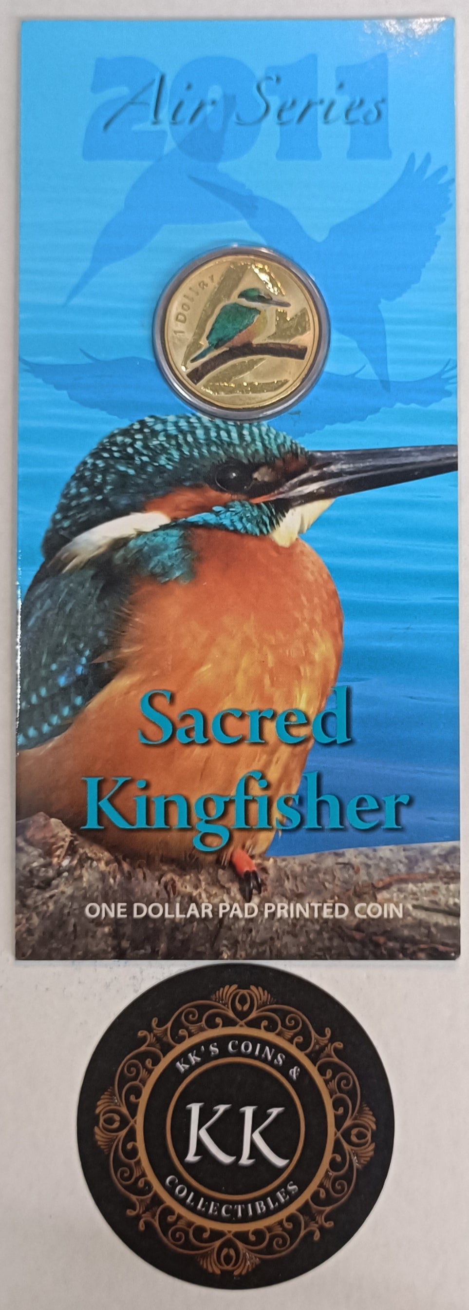 2011 $1 Air Series - Sacred Kingfisher Uncirculated Coin on Card