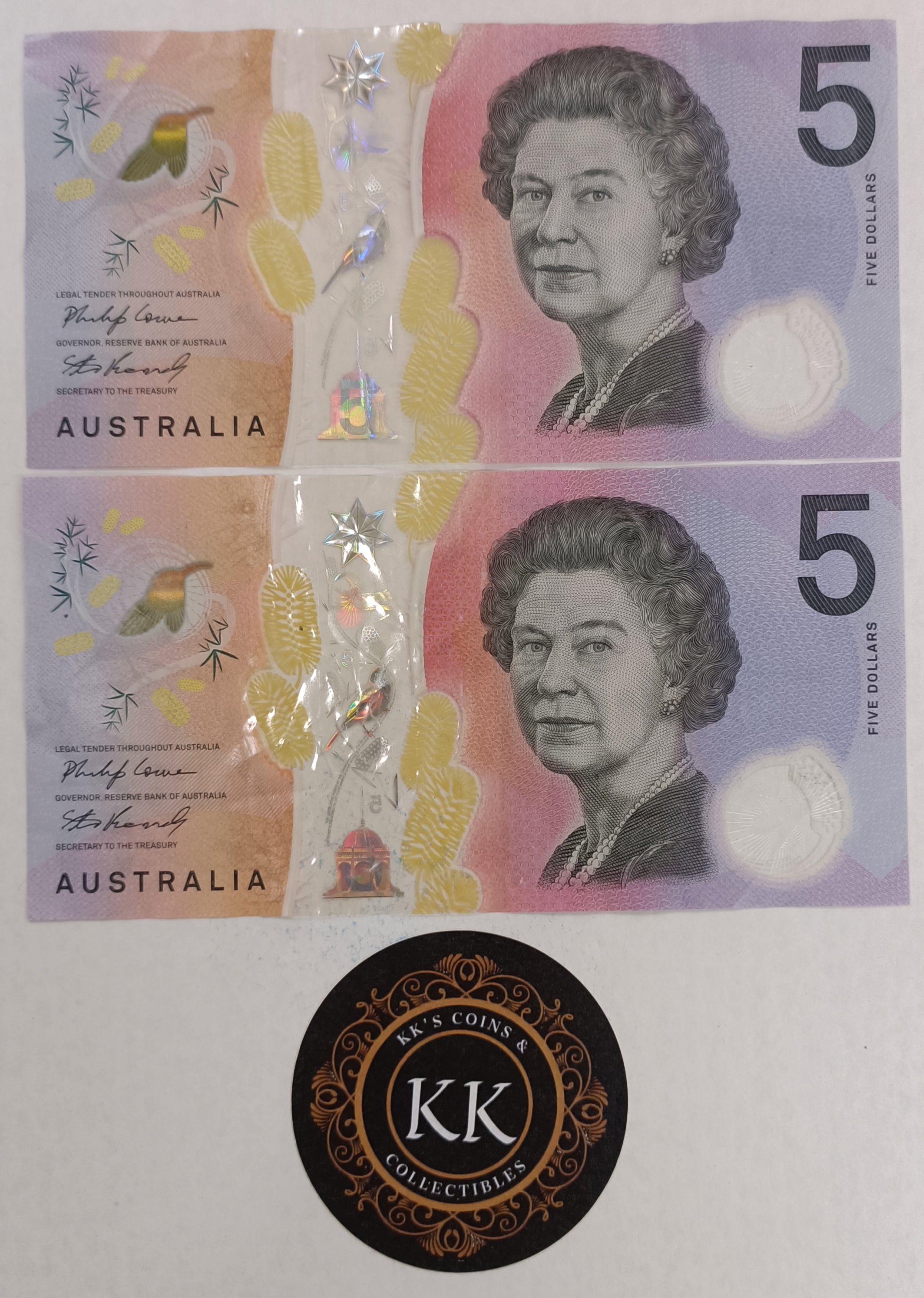 2019 Australia $5 First and Last Prefix Banknotes AA & EA