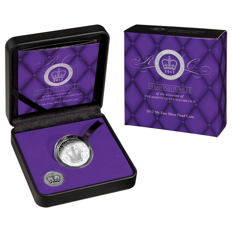 2012 QEII Accession Diamond Jubilee 50 Cent Silver Proof Coin