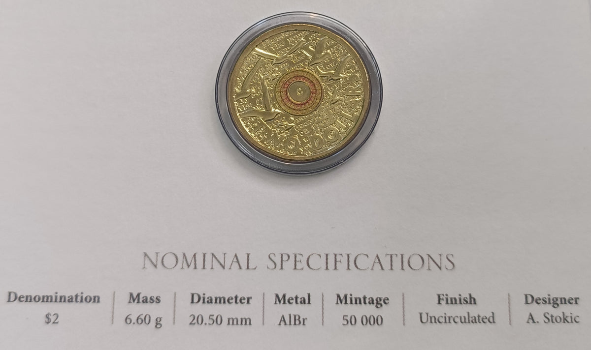 2015 $2 ‘C’ Mintmark Remembrance Orange Flanders Field Uncirculated Coin in Folder