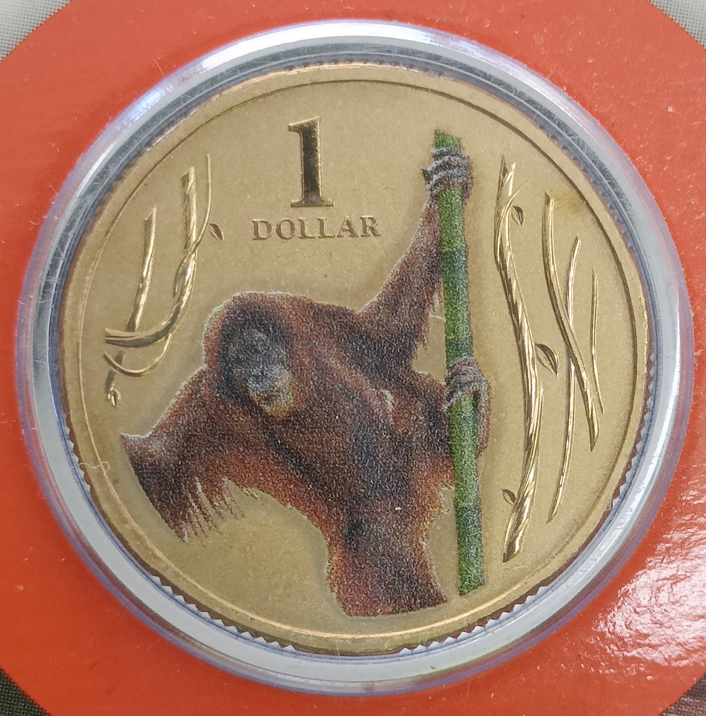 2012 $1 Animals of The Zoo - Orang Utan Uncirculated Coin on Card