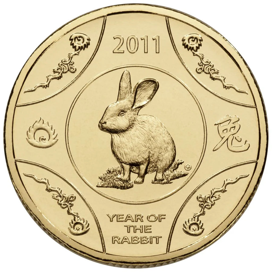 2011 $1, 1 Dollar Lunar Year of the Rabbit Uncirculated Coin on Card