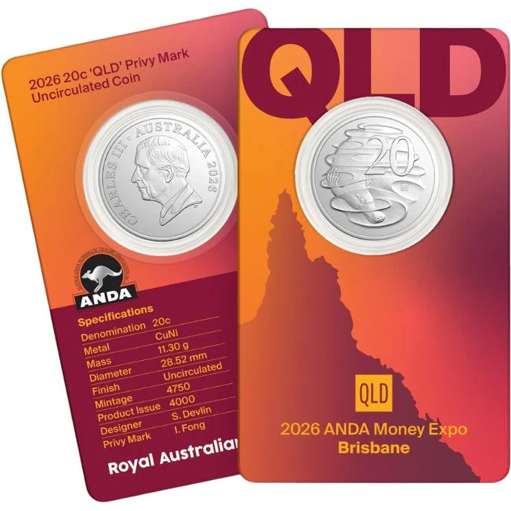 2026 ANDA Money Expo 'QLD' Privy mark 20 Cent coin in card