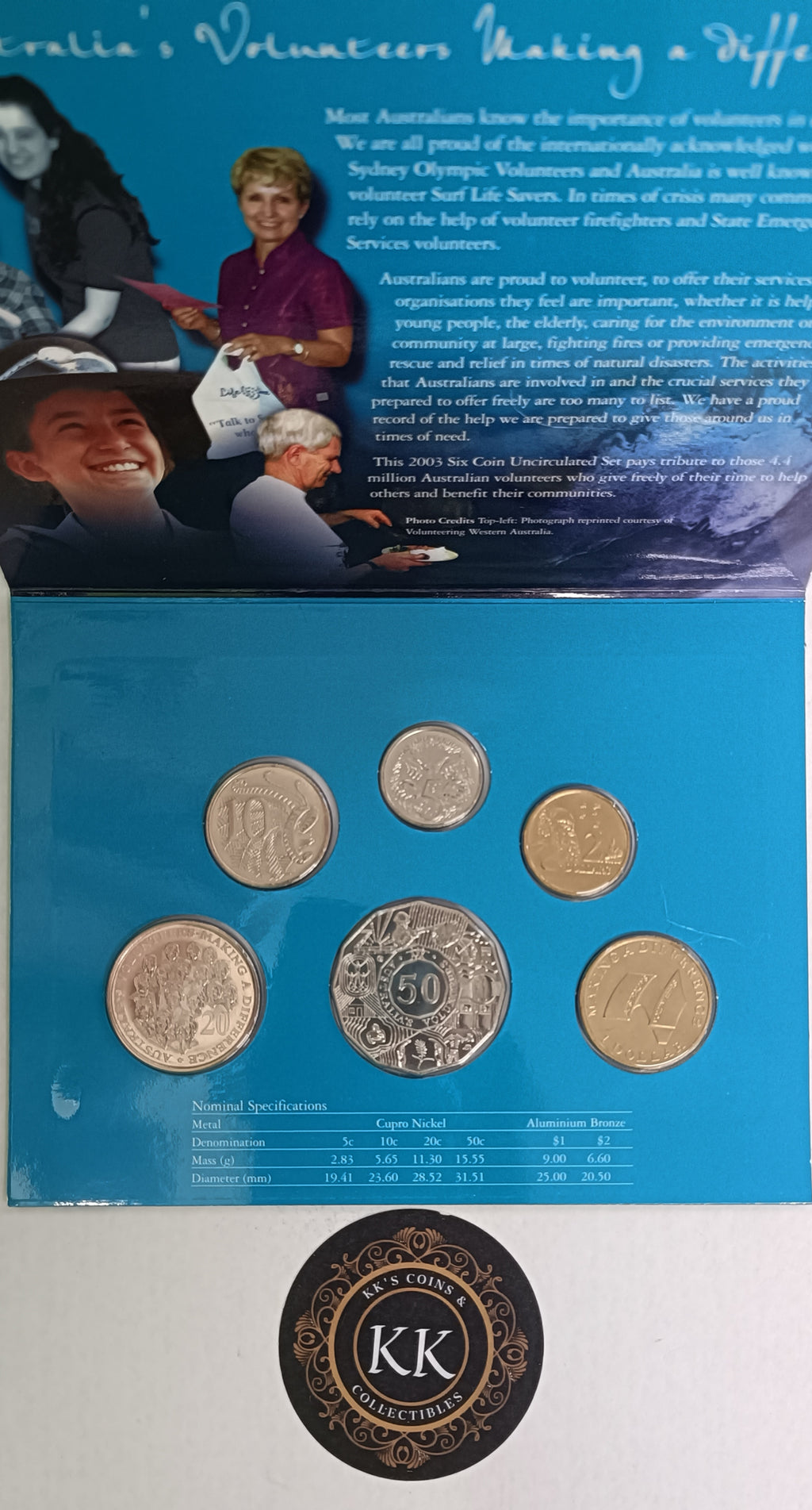 2003 Uncirculated Mint 6 Coin Set - Australia's Volunteers