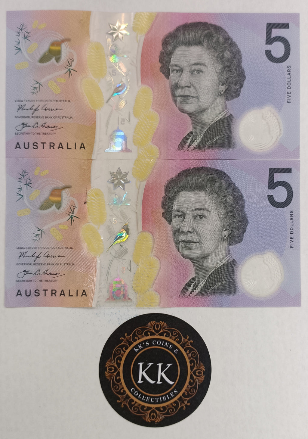 2018 Australia $5 First and Last Prefix Banknotes