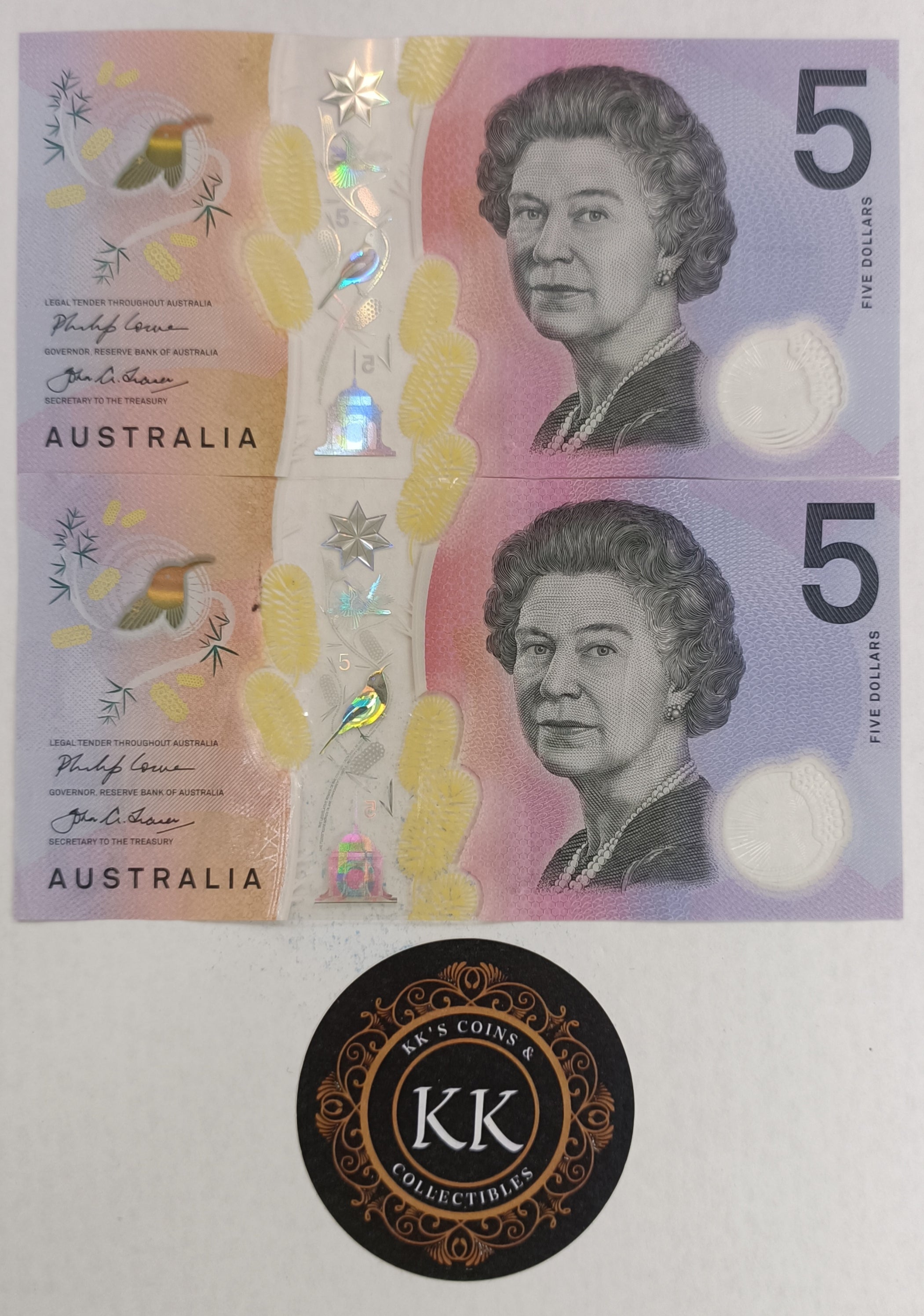 2018 Australia $5 First and Last Prefix Banknotes