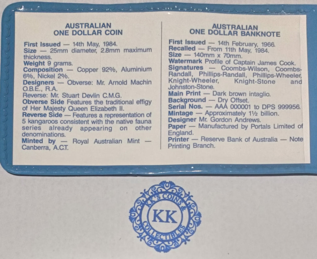1984 First $1 Coin & Last $1 Banknote Folder #4233