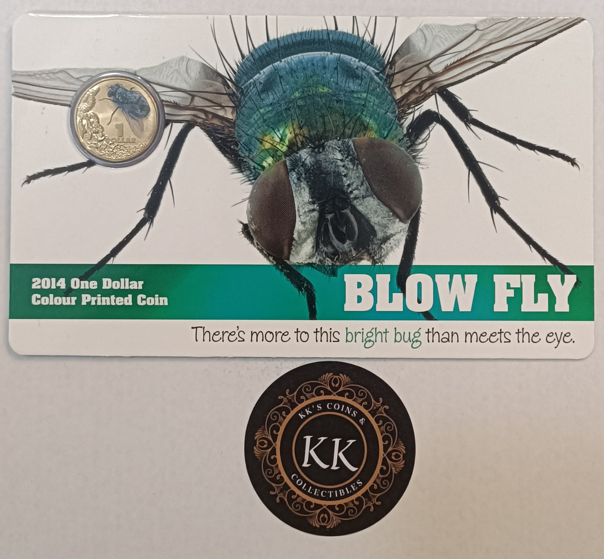 2014 $1 Bright Bugs - Blow Fly Uncirculated Coin on Card
