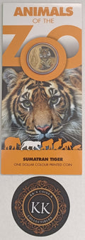 2012 $1 Animals of The Zoo - Sumatran Tiger Uncirculated Coin on Card