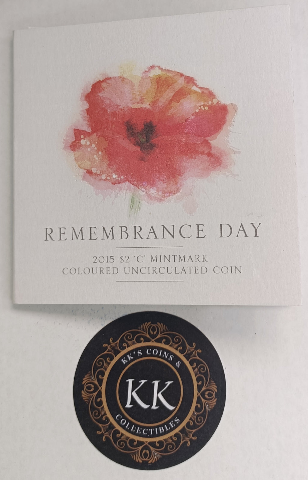 2015 $2 ‘C’ Mintmark Remembrance Orange Flanders Field Uncirculated Coin in Folder