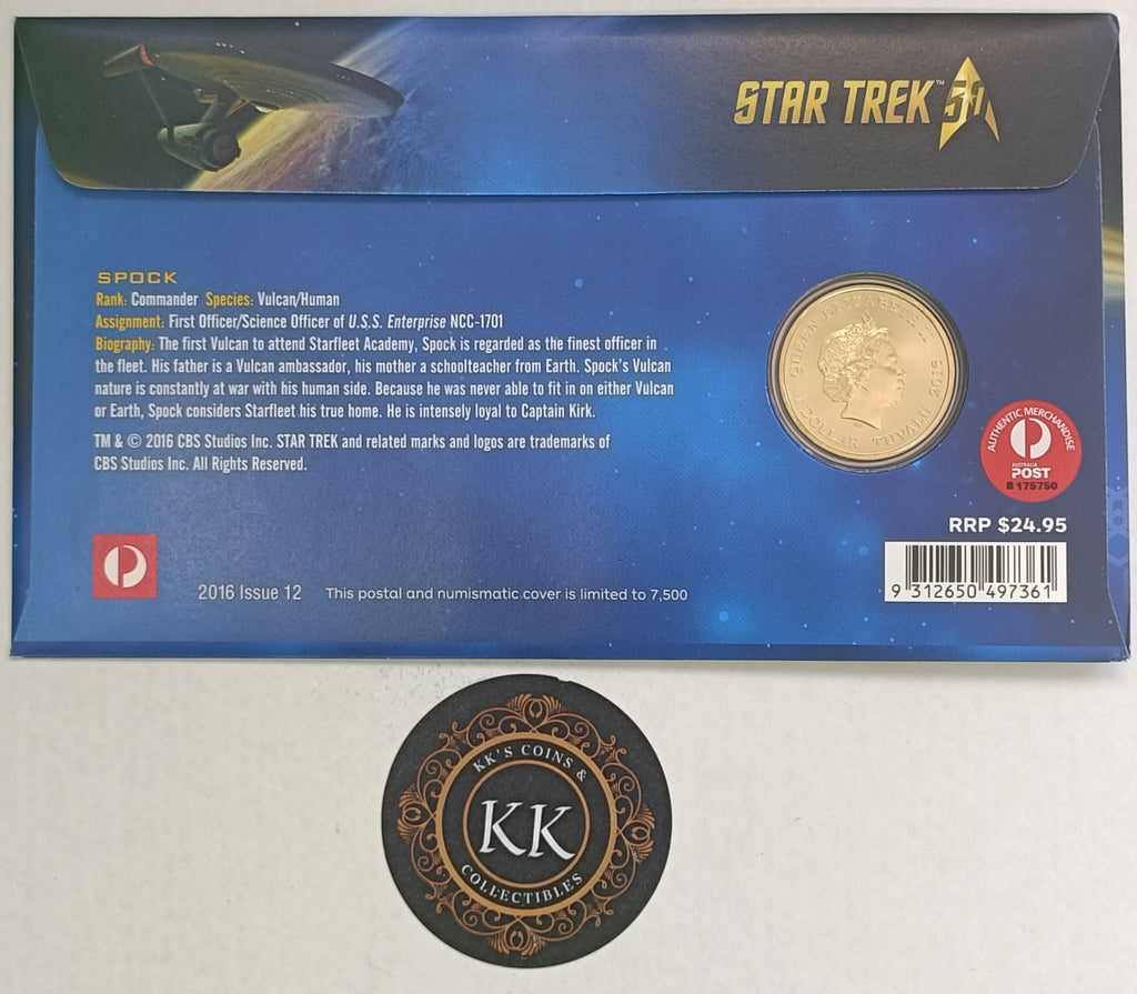 2016 $1 PNC - Star Trek: The Original Series Spock Stamp and Coin Cover (PNC)