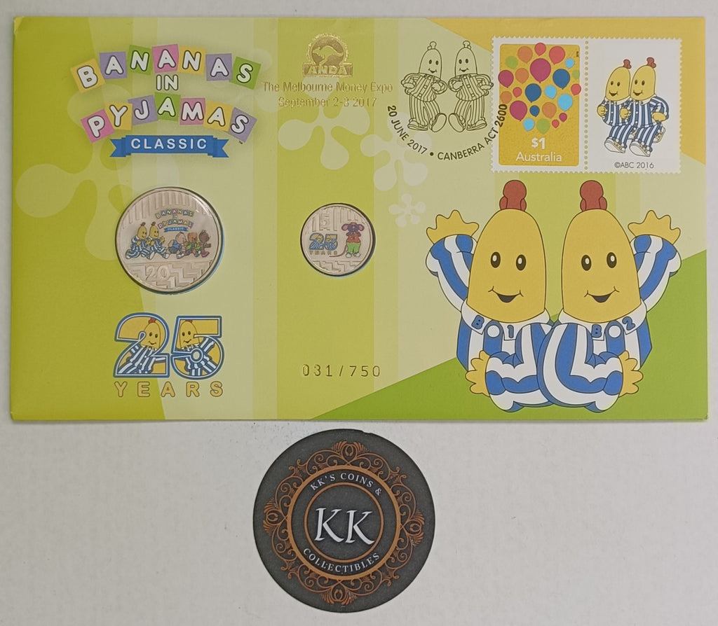 2017 Bananas in Pyjamas 25th Anniversary 20c and 5c Coloured Coin PNC - ANDA Show 031/750