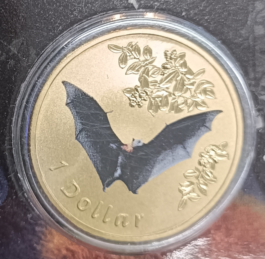 2011 $1 Air Series - Gray Headed Flying Fox Uncirculated Coin on Card