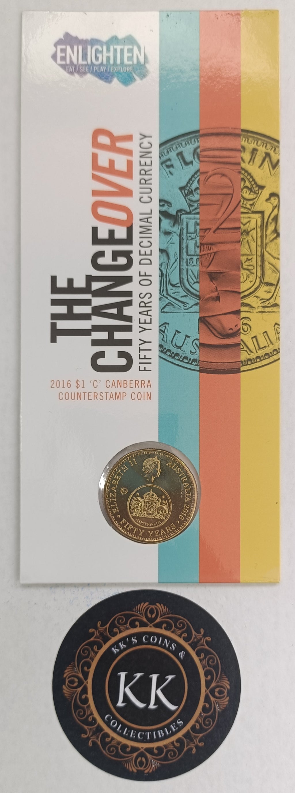 2016 Enlighten Festival 'C' Canberra Counterstamp One Dollar ($1) Uncirculated Australian Decimal Coin