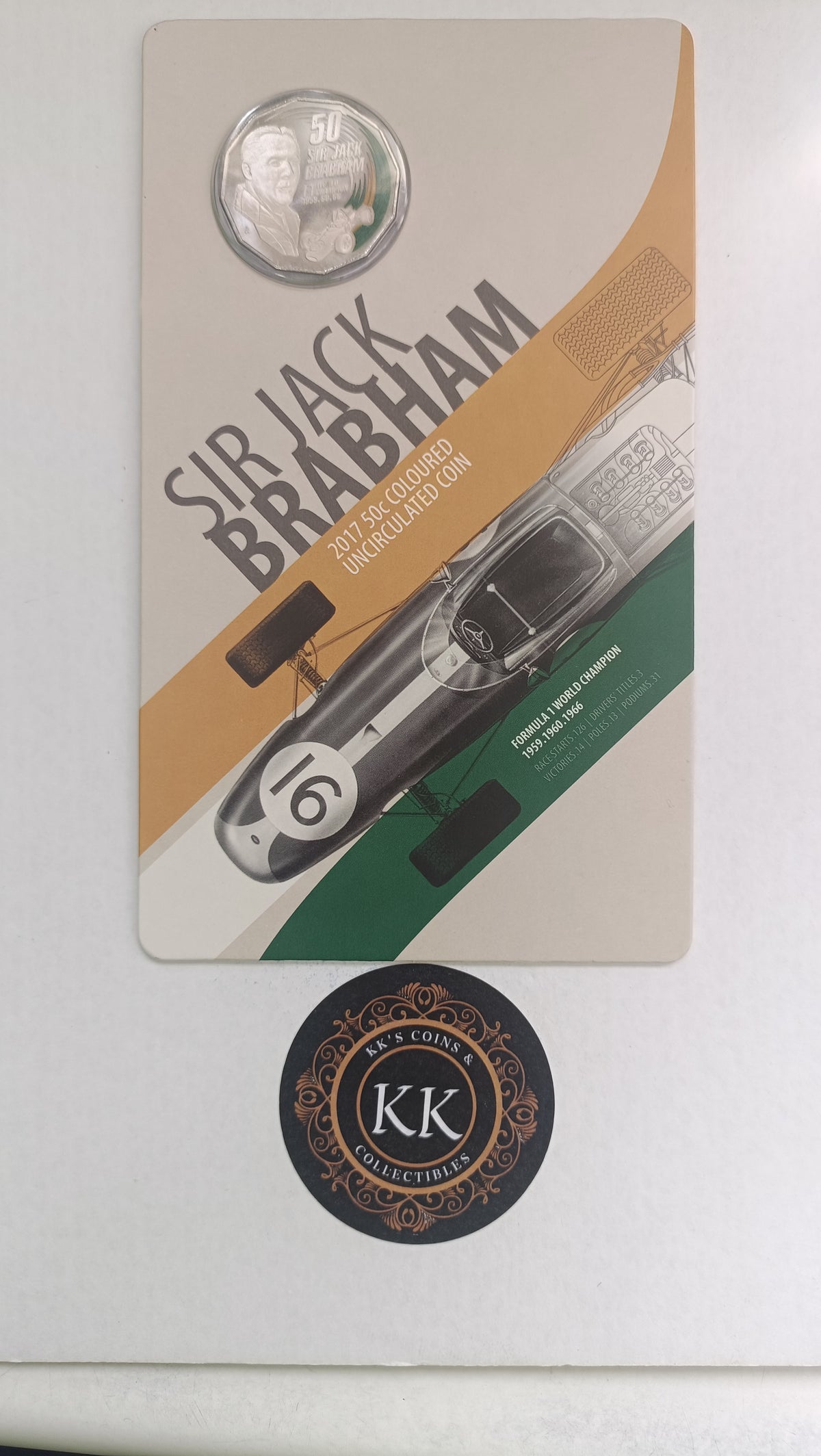 2017 50 Cents Sir Jack Brabham Uncirculated Australian Decimal Coin on Card