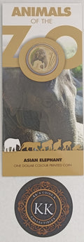 2012 $1 Animals of The Zoo - Asian Elephant Uncirculated Coin on Card