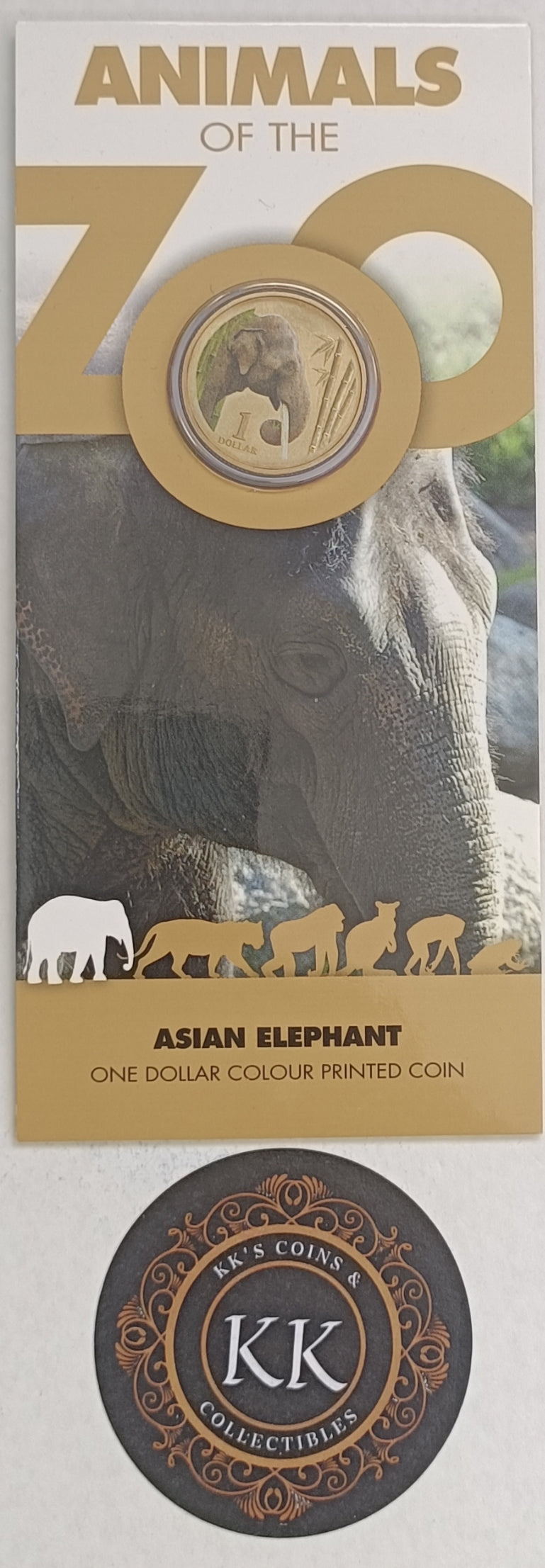 2012 $1 Animals of The Zoo - Asian Elephant Uncirculated Coin on Card