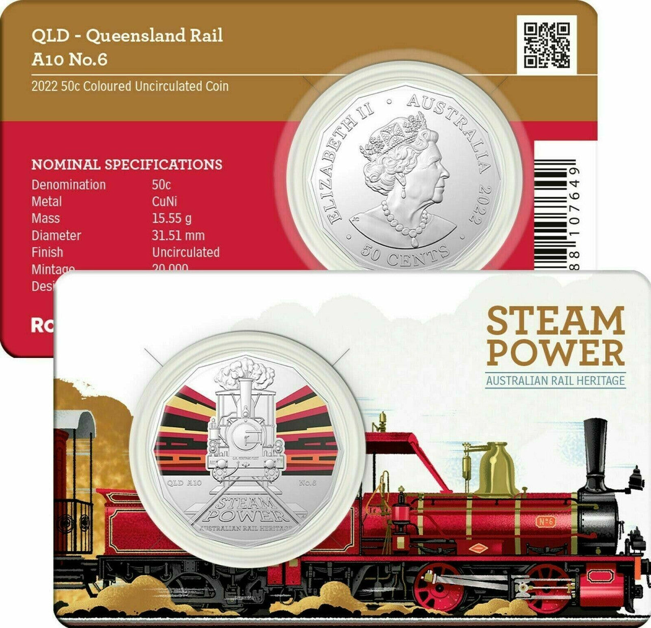 2022 50 Cent Australian Steam Train Coin Set with Folder