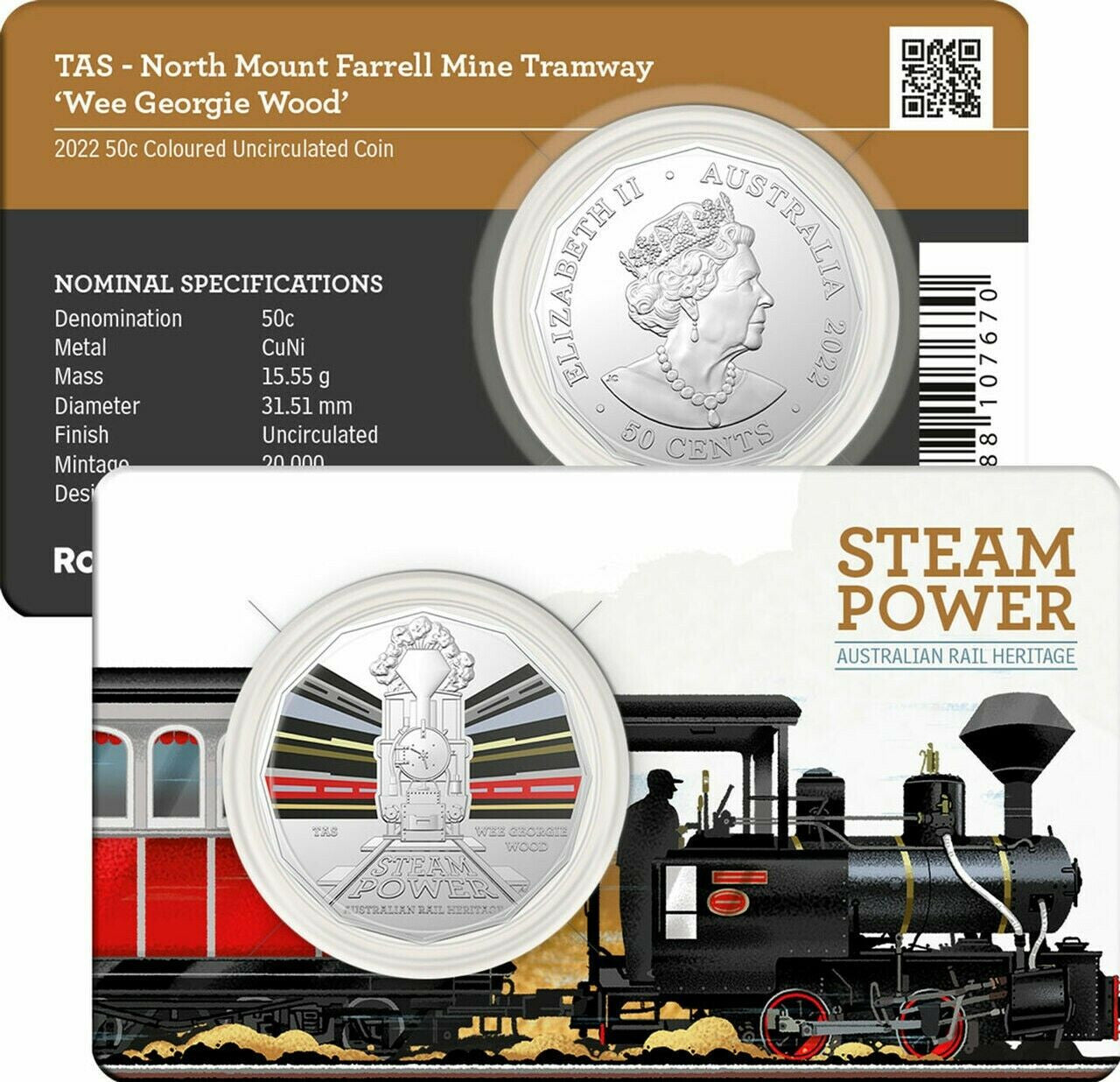 2022 50 Cent Australian Steam Train Coin Set with Folder