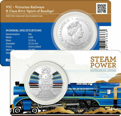 2022 50 Cent Coin Australian Steam Power - VIC Railways R711 Spirit of Bendigo