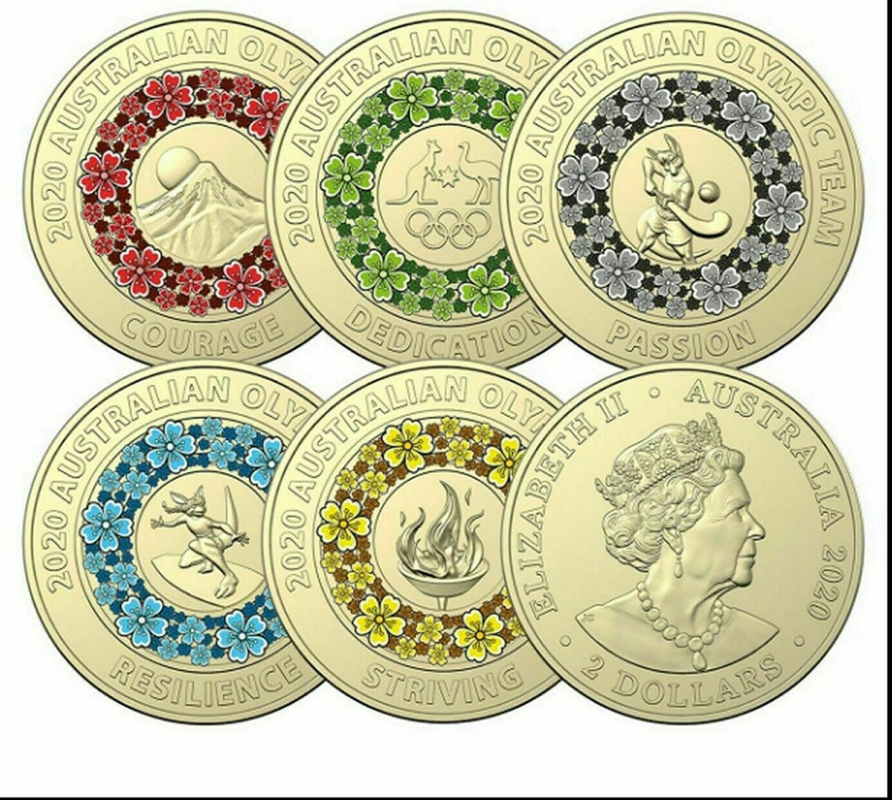 2020 Tokyo Olympics $2 Five Coin Collection