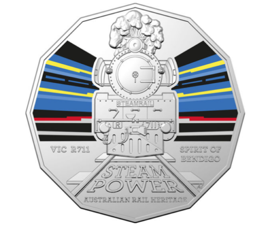 2022 50 Cent Coin Australian Steam Power - VIC Railways R711 Spirit of Bendigo